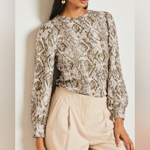 Lucy Paris Women's Blouse Size S – Chic Animal Print Long Sleeve